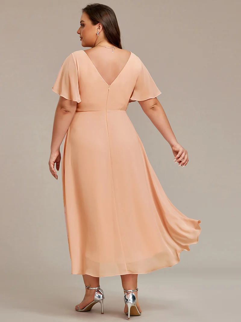 pretty FAYE|Robe d'invité de mariage grande taille chic à col en V