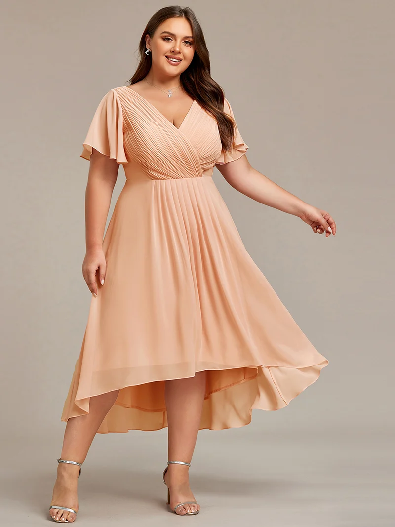 pretty FAYE|Robe d'invité de mariage grande taille chic à col en V