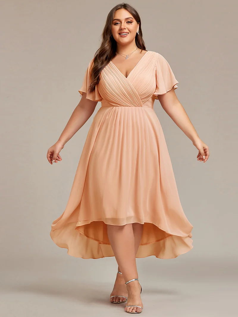 pretty FAYE|Robe d'invité de mariage grande taille chic à col en V