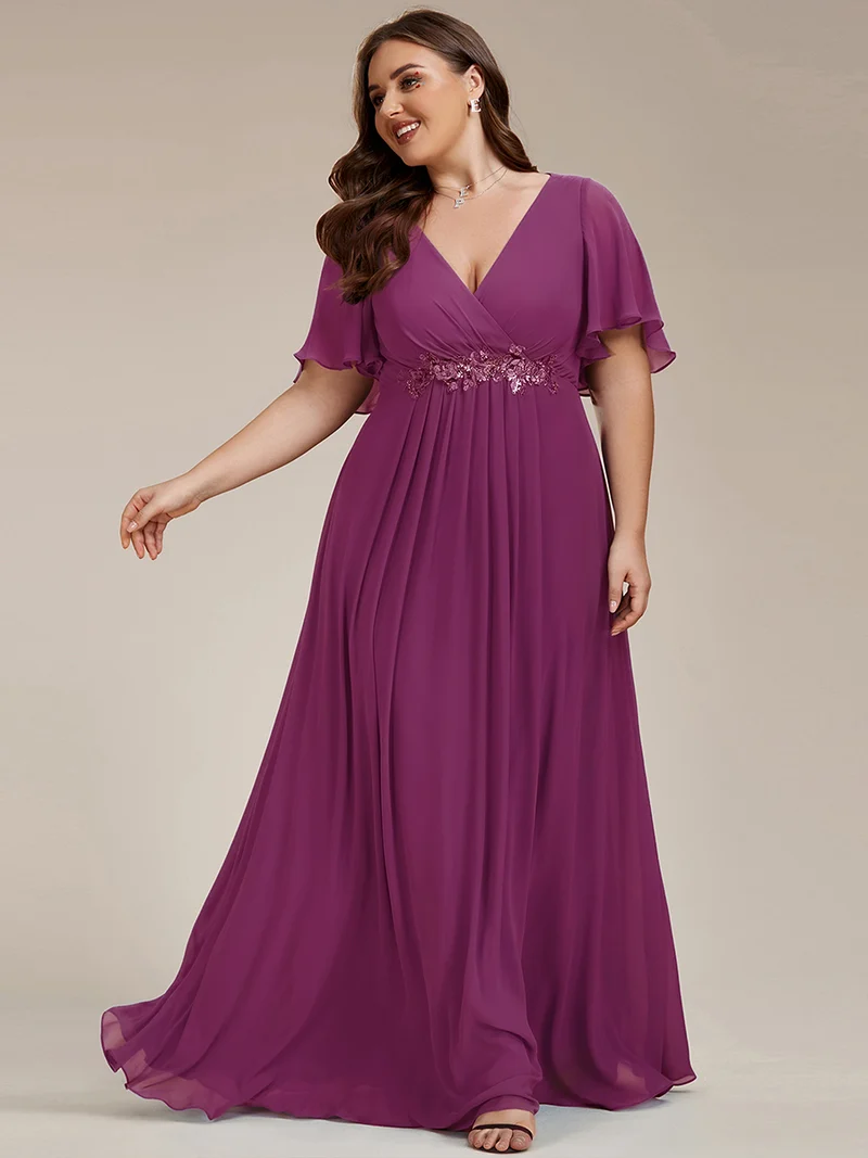 ever IVYROSE|Robe de soirée élégante en mousseline de soie avec manches flottantes