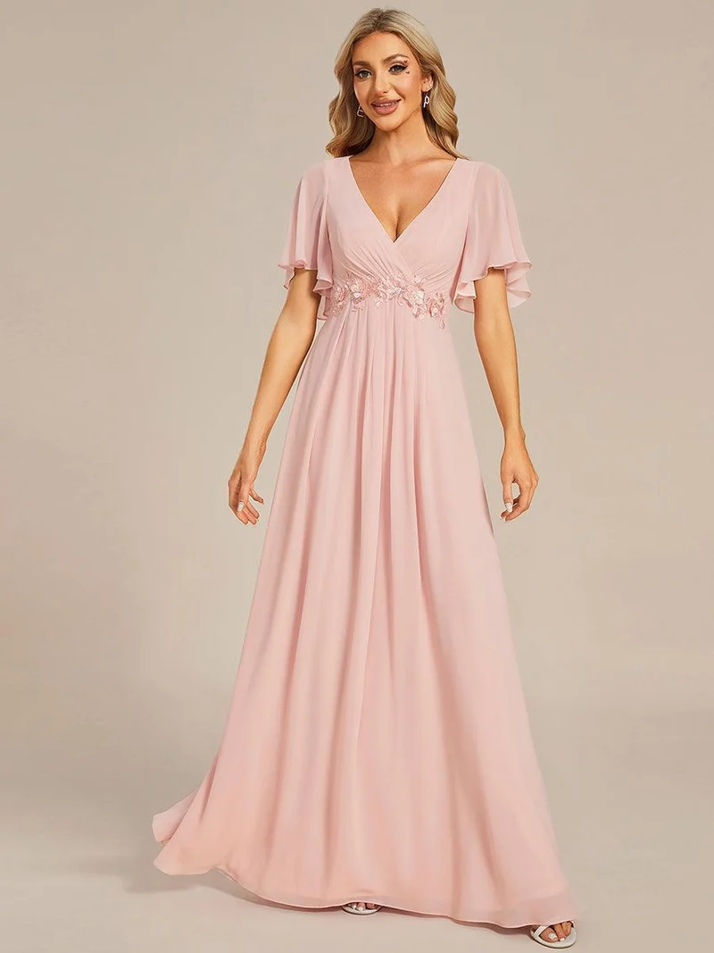 ever IVYROSE|Robe de soirée élégante en mousseline de soie avec manches flottantes
