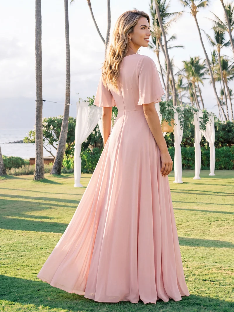 ever IVYROSE|Robe de soirée élégante en mousseline de soie avec manches flottantes