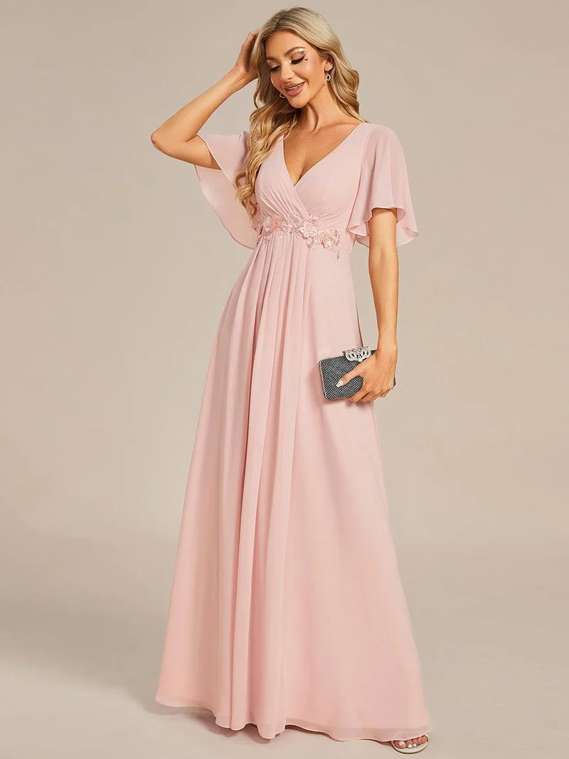 ever IVYROSE|Robe de soirée élégante en mousseline de soie avec manches flottantes
