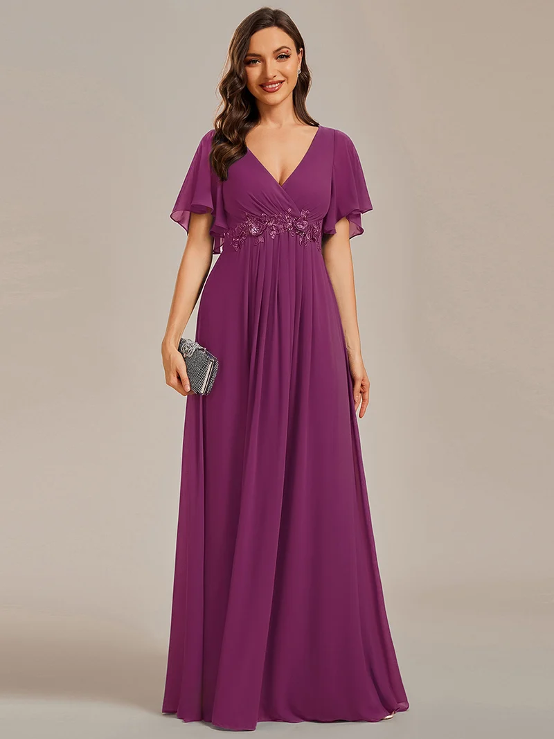 ever IVYROSE|Robe de soirée élégante en mousseline de soie avec manches flottantes