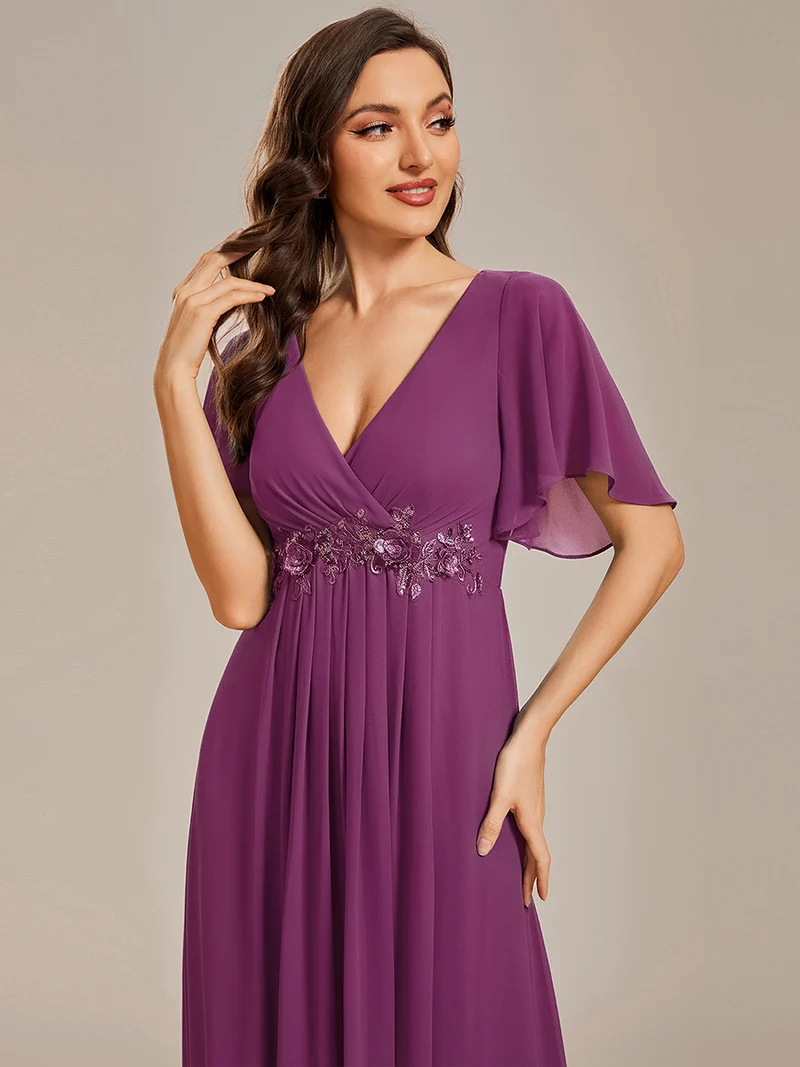 ever IVYROSE|Robe de soirée élégante en mousseline de soie avec manches flottantes