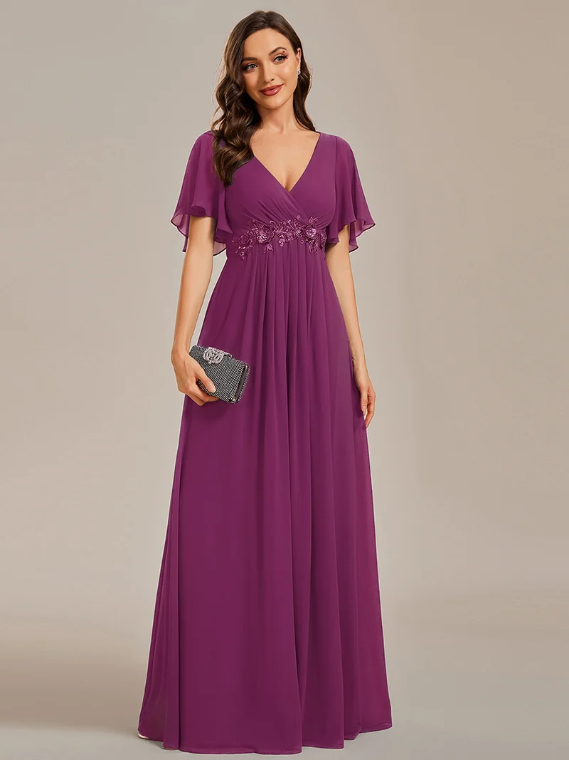 ever IVYROSE|Robe de soirée élégante en mousseline de soie avec manches flottantes