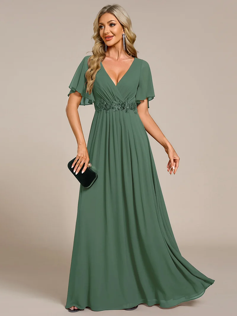 ever IVYROSE|Robe de soirée élégante en mousseline de soie avec manches flottantes
