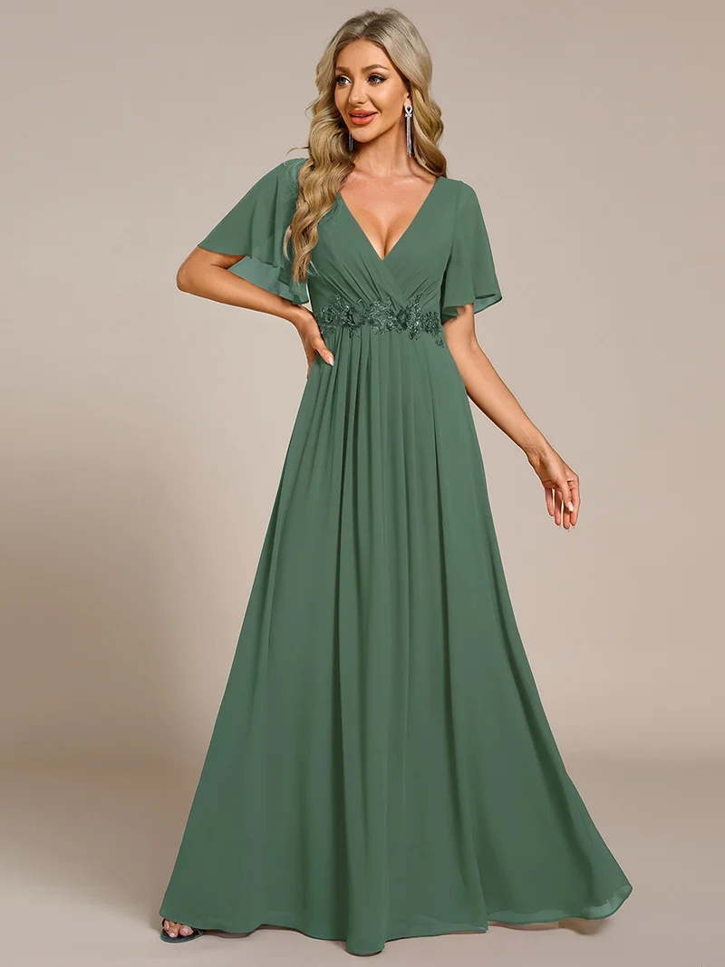 ever IVYROSE|Robe de soirée élégante en mousseline de soie avec manches flottantes