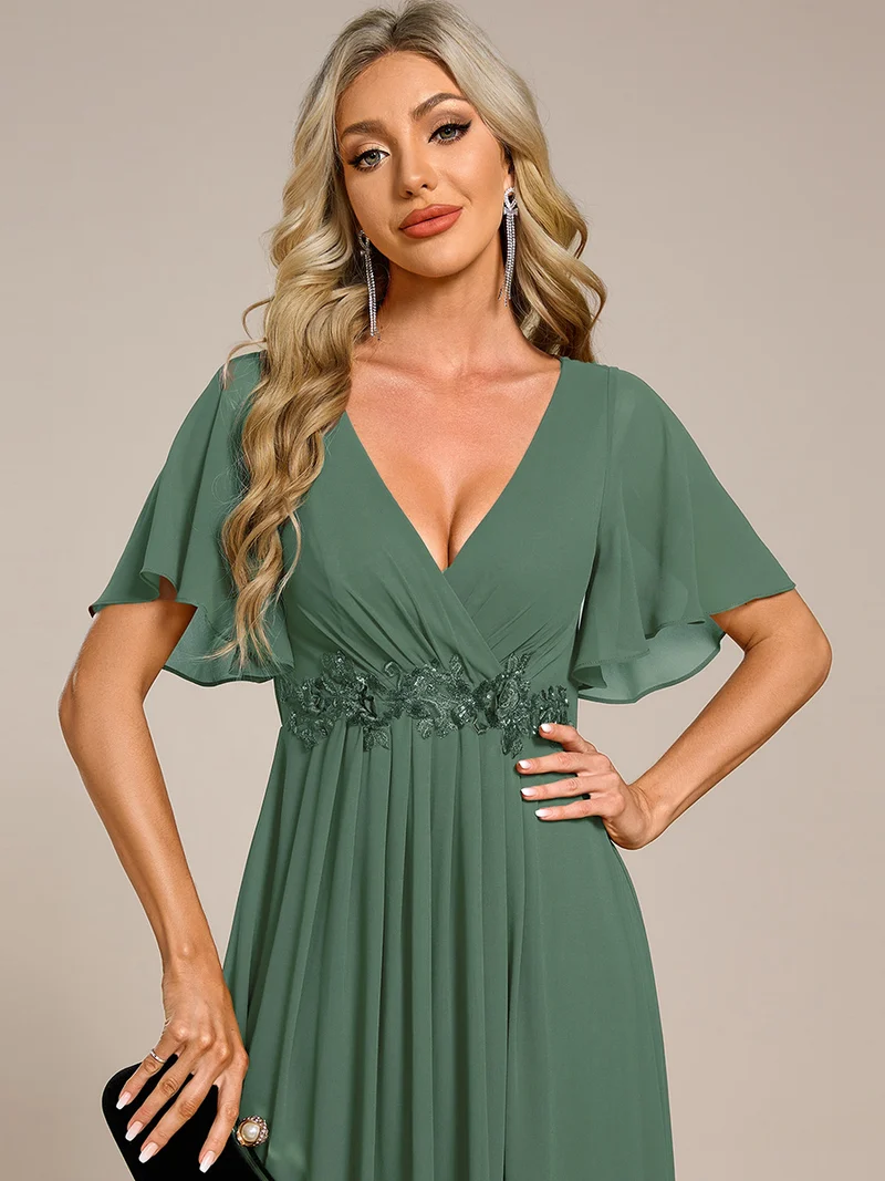 ever IVYROSE|Robe de soirée élégante en mousseline de soie avec manches flottantes