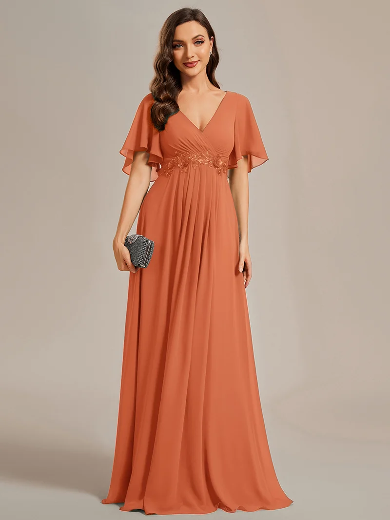 ever IVYROSE|Robe de soirée élégante en mousseline de soie avec manches flottantes