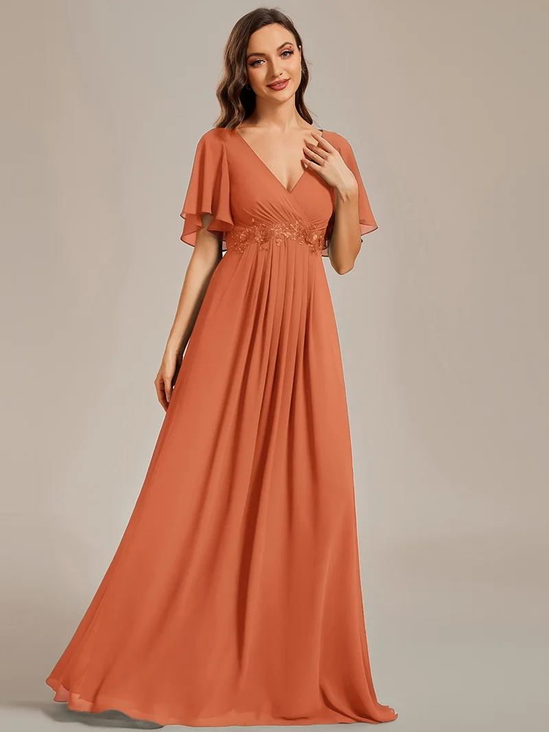 ever IVYROSE|Robe de soirée élégante en mousseline de soie avec manches flottantes