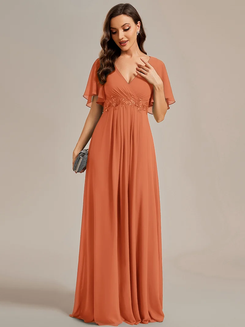 ever IVYROSE|Robe de soirée élégante en mousseline de soie avec manches flottantes