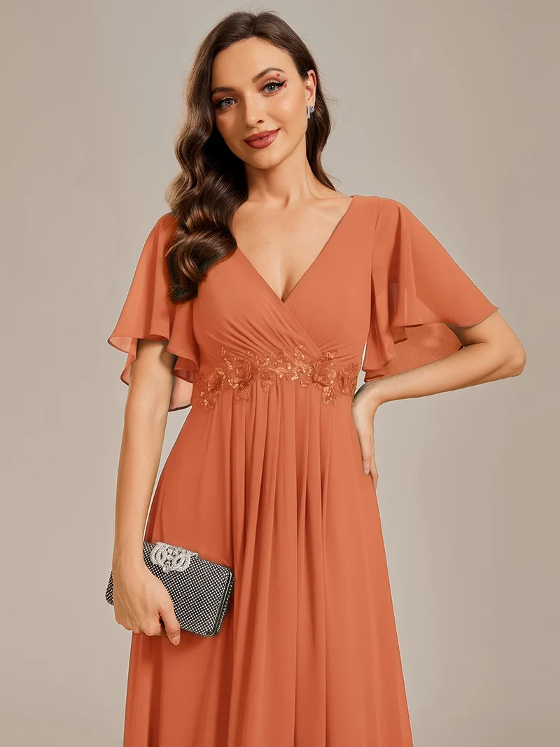 ever IVYROSE|Robe de soirée élégante en mousseline de soie avec manches flottantes