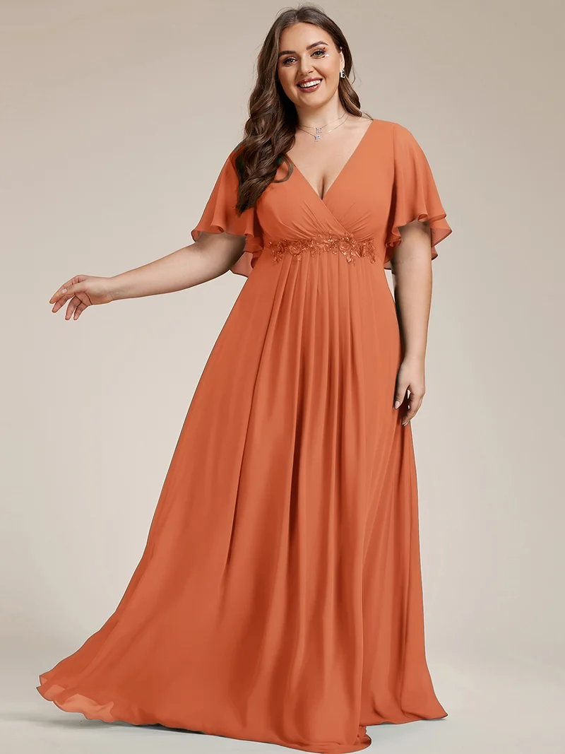 ever IVYROSE|Robe de soirée élégante en mousseline de soie avec manches flottantes