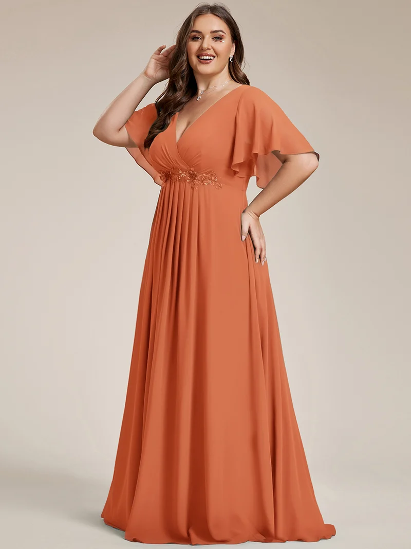 ever IVYROSE|Robe de soirée élégante en mousseline de soie avec manches flottantes