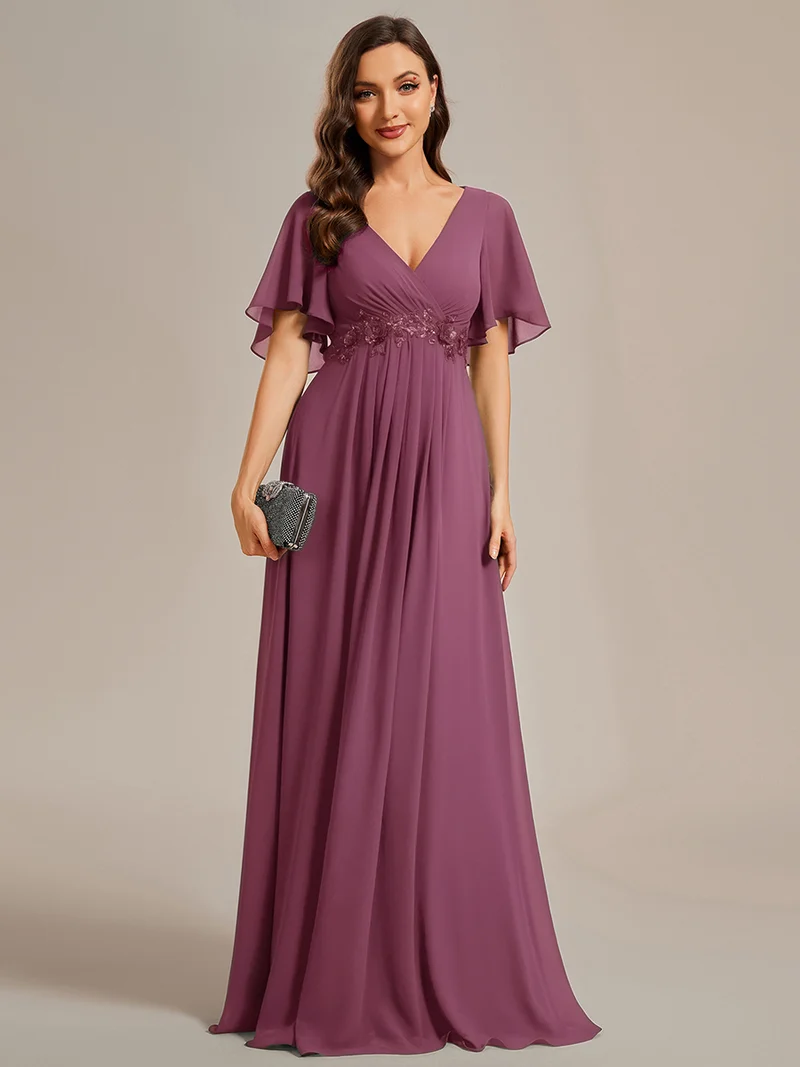 ever IVYROSE|Robe de soirée élégante en mousseline de soie avec manches flottantes