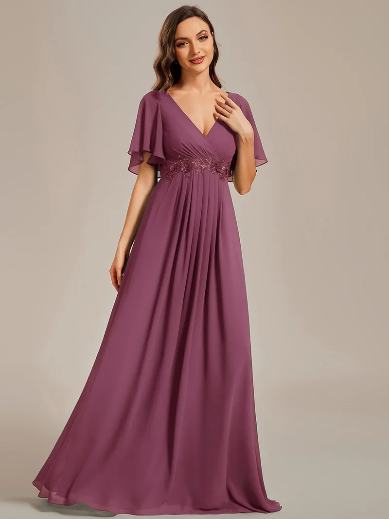 ever IVYROSE|Robe de soirée élégante en mousseline de soie avec manches flottantes