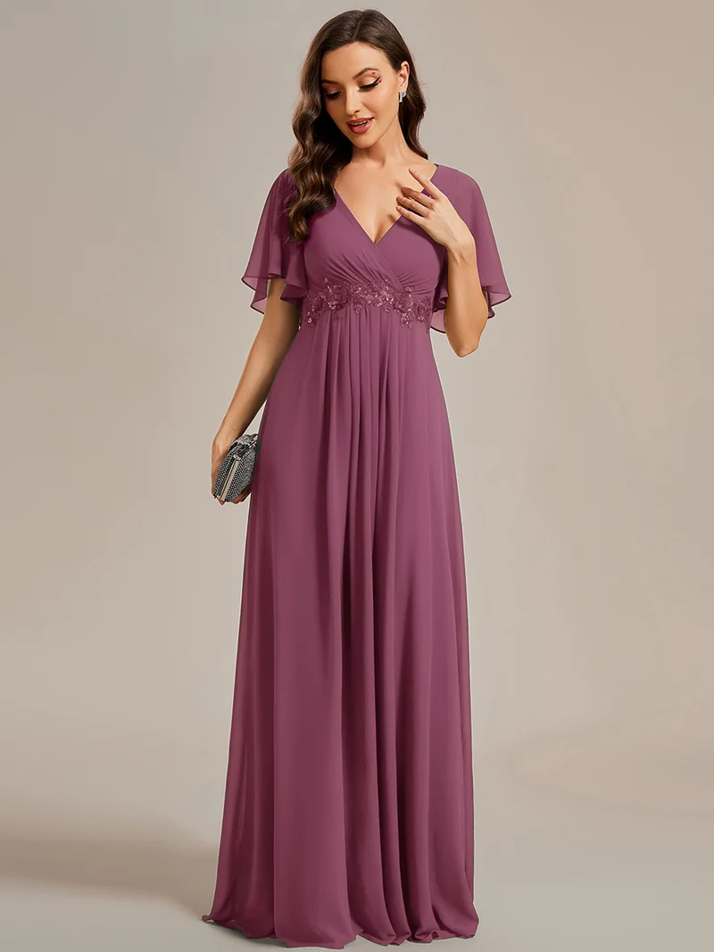 ever IVYROSE|Robe de soirée élégante en mousseline de soie avec manches flottantes