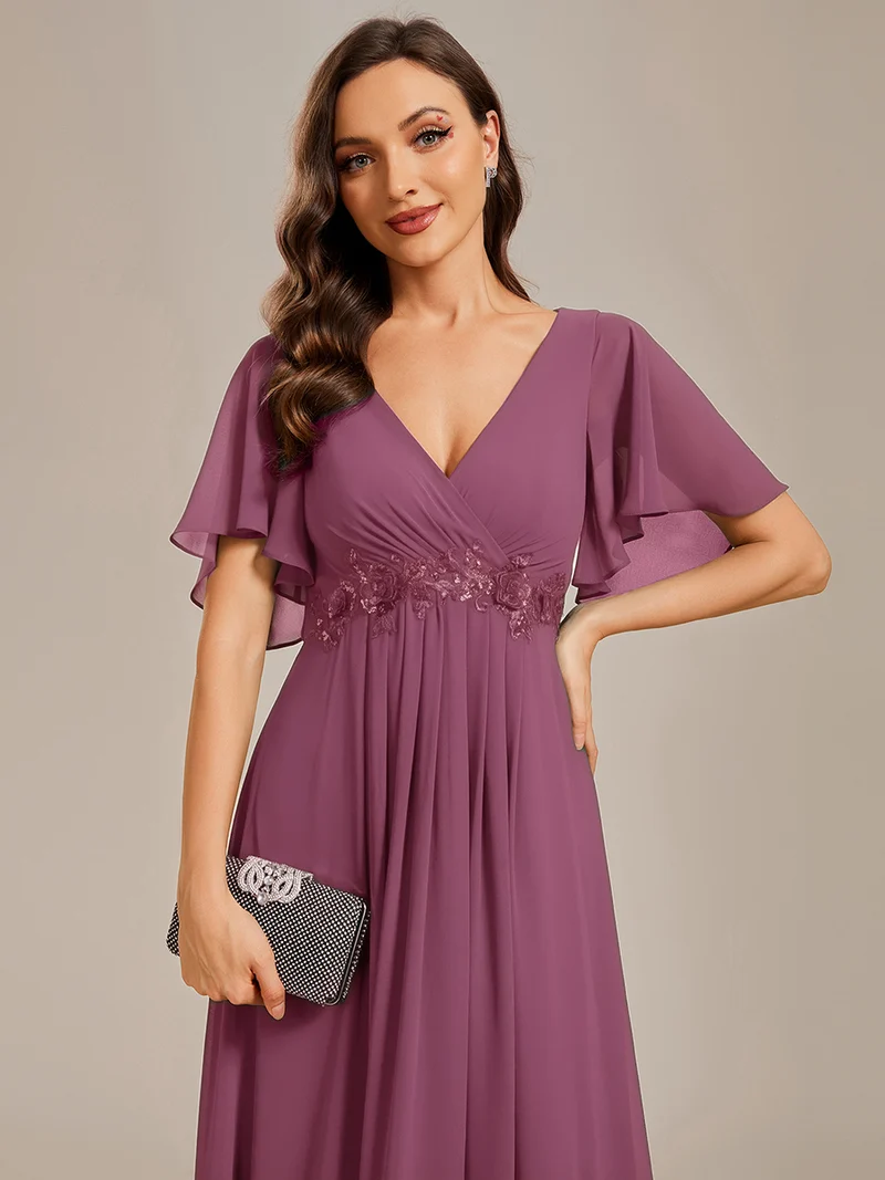 ever IVYROSE|Robe de soirée élégante en mousseline de soie avec manches flottantes