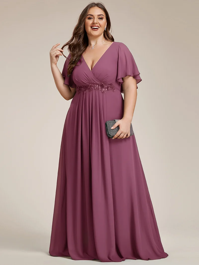 ever IVYROSE|Robe de soirée élégante en mousseline de soie avec manches flottantes