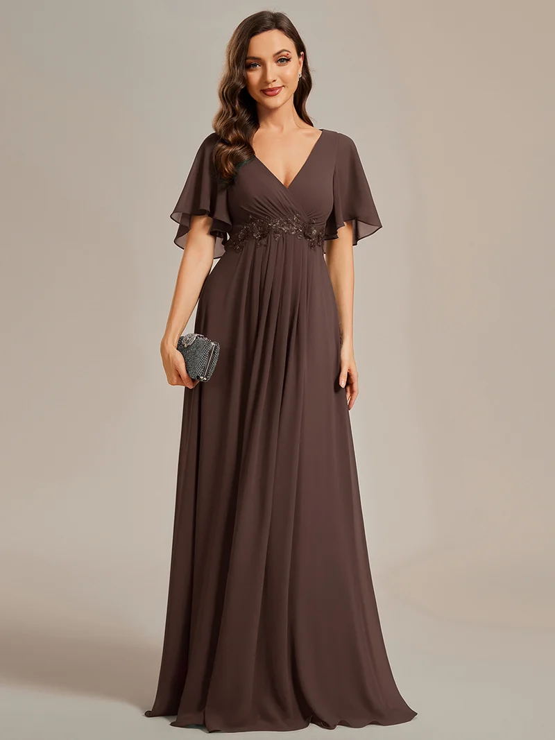 ever IVYROSE|Robe de soirée élégante en mousseline de soie avec manches flottantes