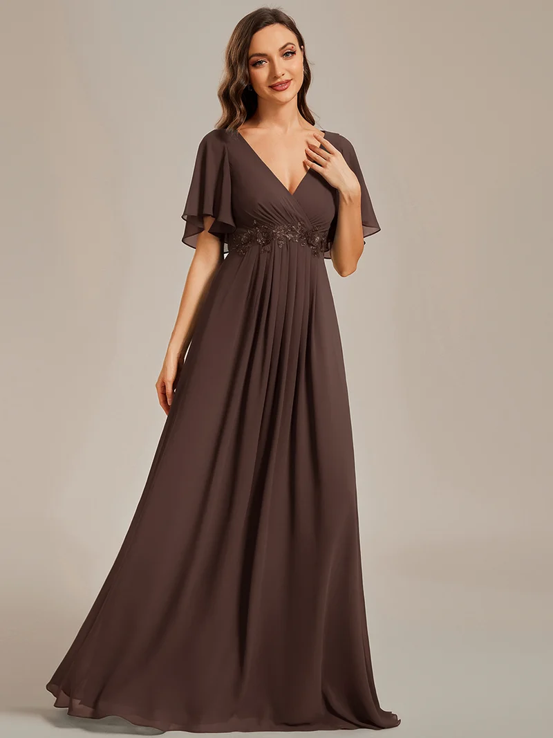 ever IVYROSE|Robe de soirée élégante en mousseline de soie avec manches flottantes