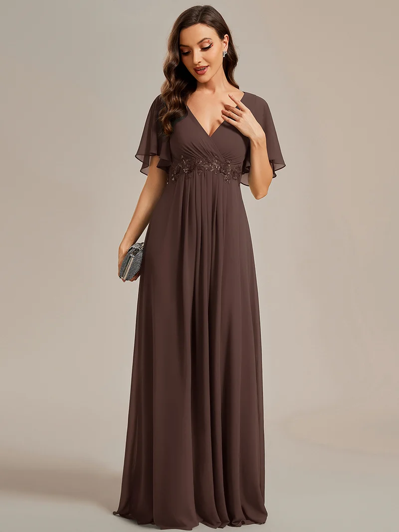 ever IVYROSE|Robe de soirée élégante en mousseline de soie avec manches flottantes