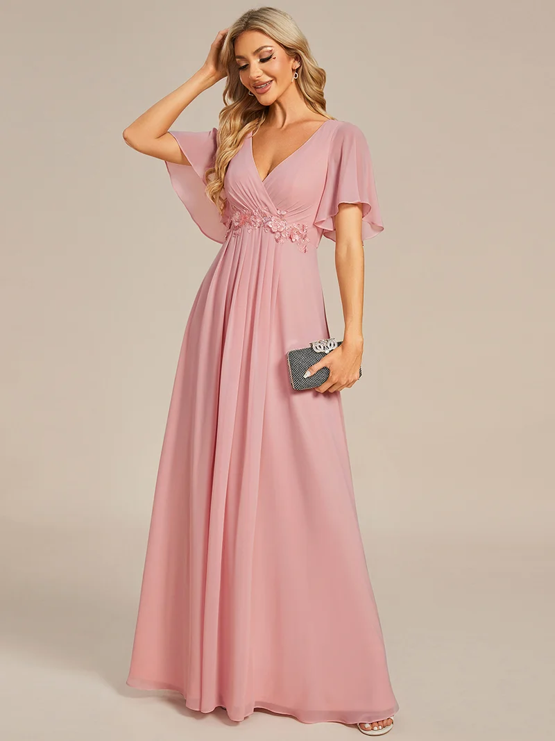 ever IVYROSE|Robe de soirée élégante en mousseline de soie avec manches flottantes