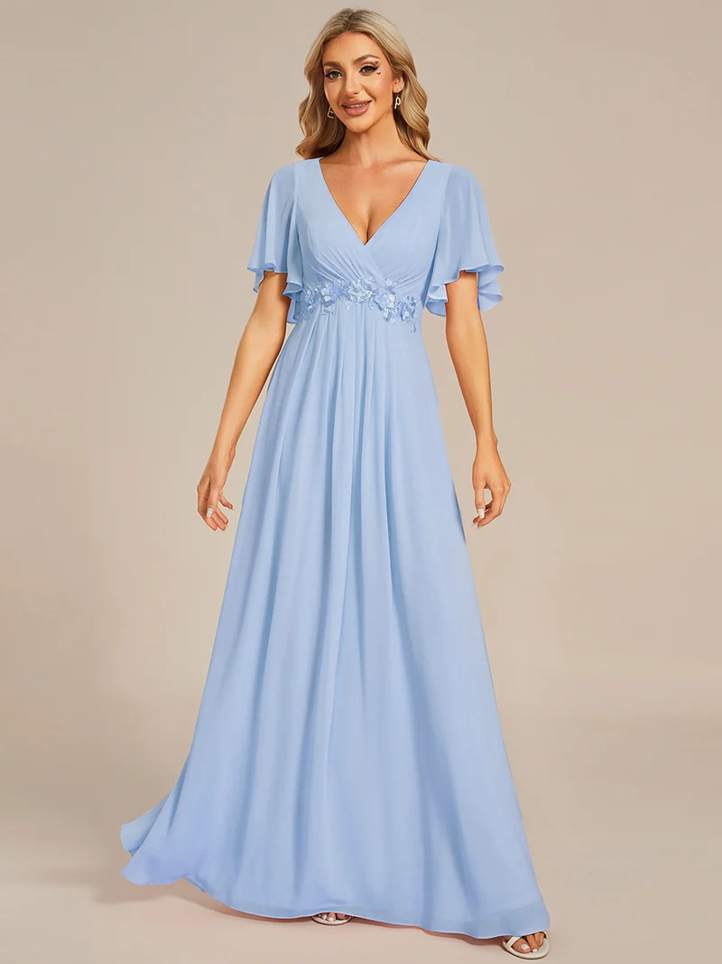 ever IVYROSE|Robe de soirée élégante en mousseline de soie avec manches flottantes