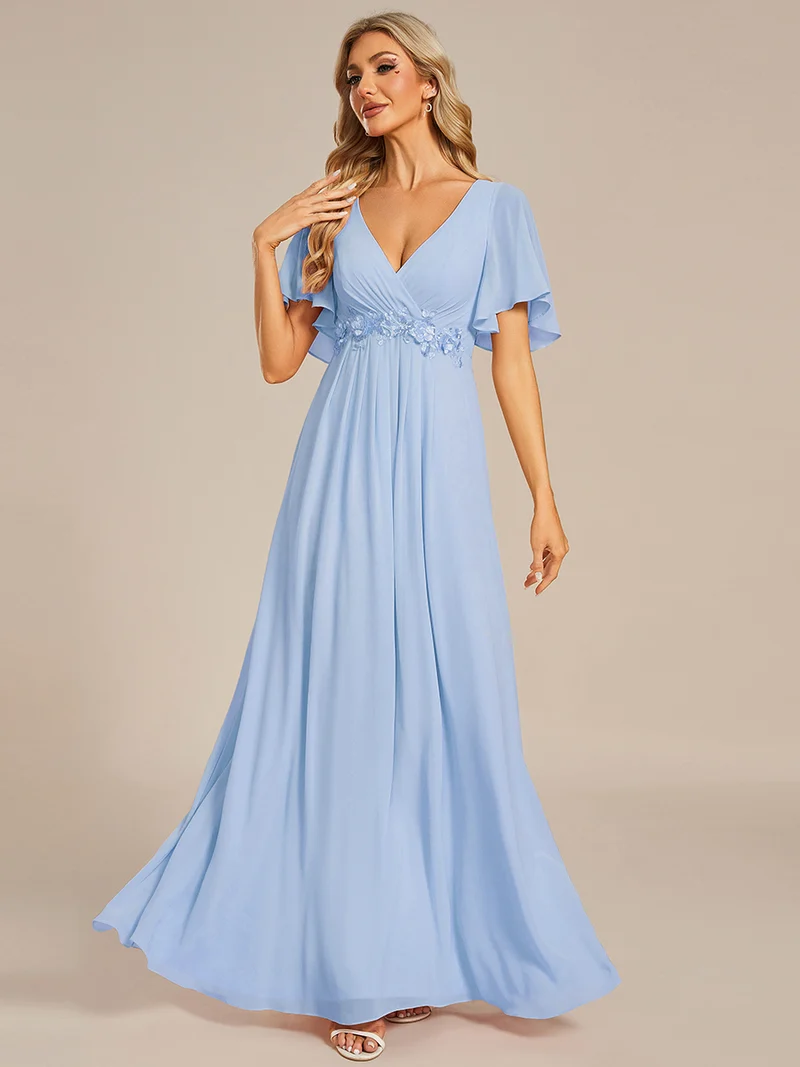ever IVYROSE|Robe de soirée élégante en mousseline de soie avec manches flottantes