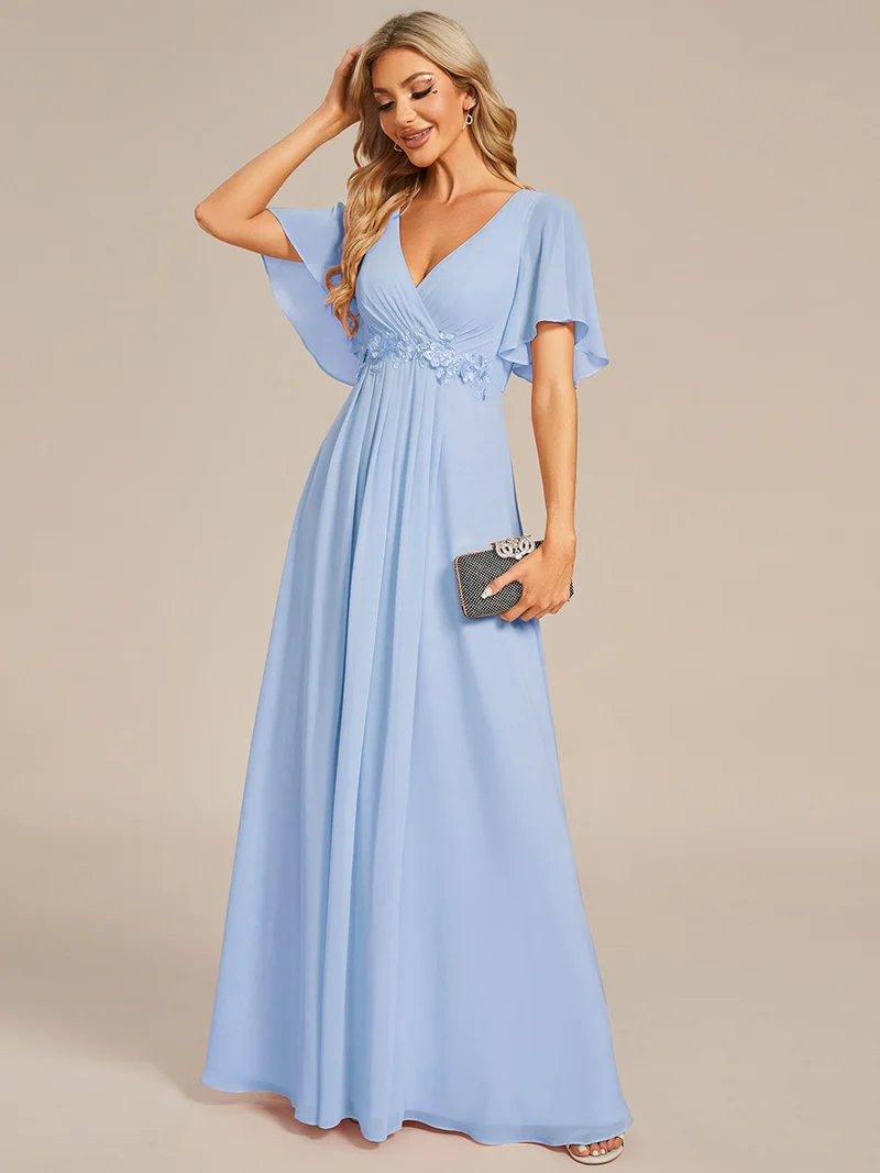 ever IVYROSE|Robe de soirée élégante en mousseline de soie avec manches flottantes