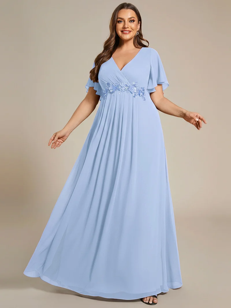 ever IVYROSE|Robe de soirée élégante en mousseline de soie avec manches flottantes