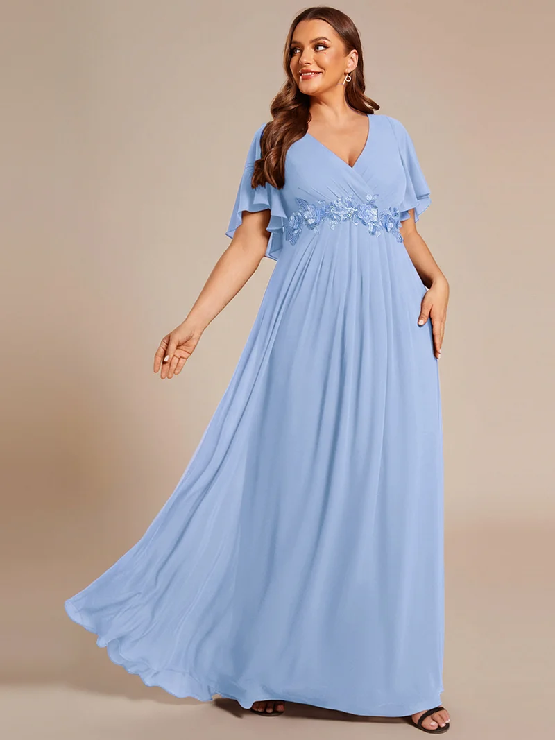 ever IVYROSE|Robe de soirée élégante en mousseline de soie avec manches flottantes