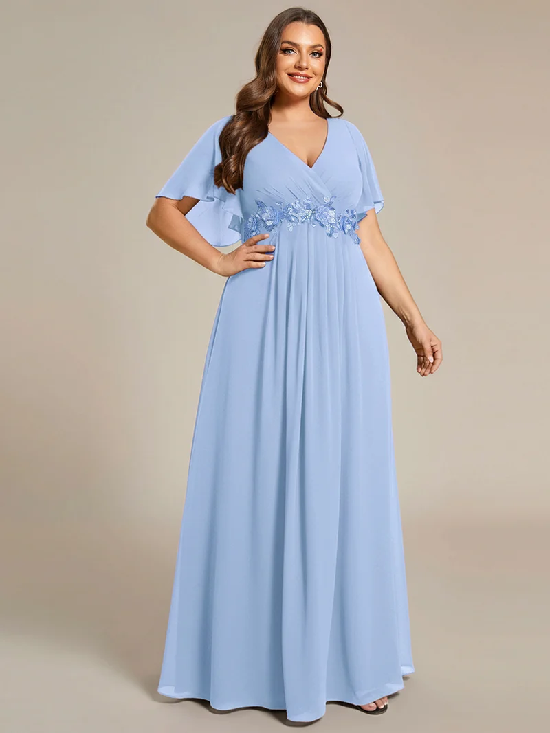 ever IVYROSE|Robe de soirée élégante en mousseline de soie avec manches flottantes