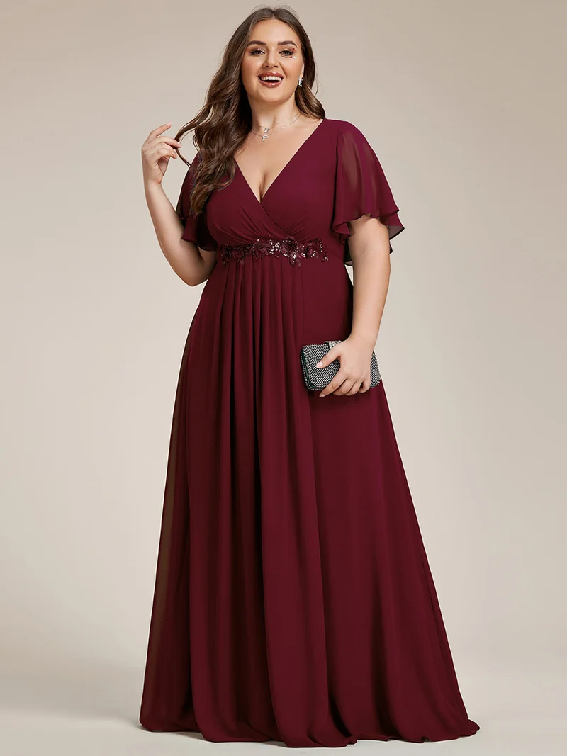 ever IVYROSE|Robe de soirée élégante en mousseline de soie avec manches flottantes