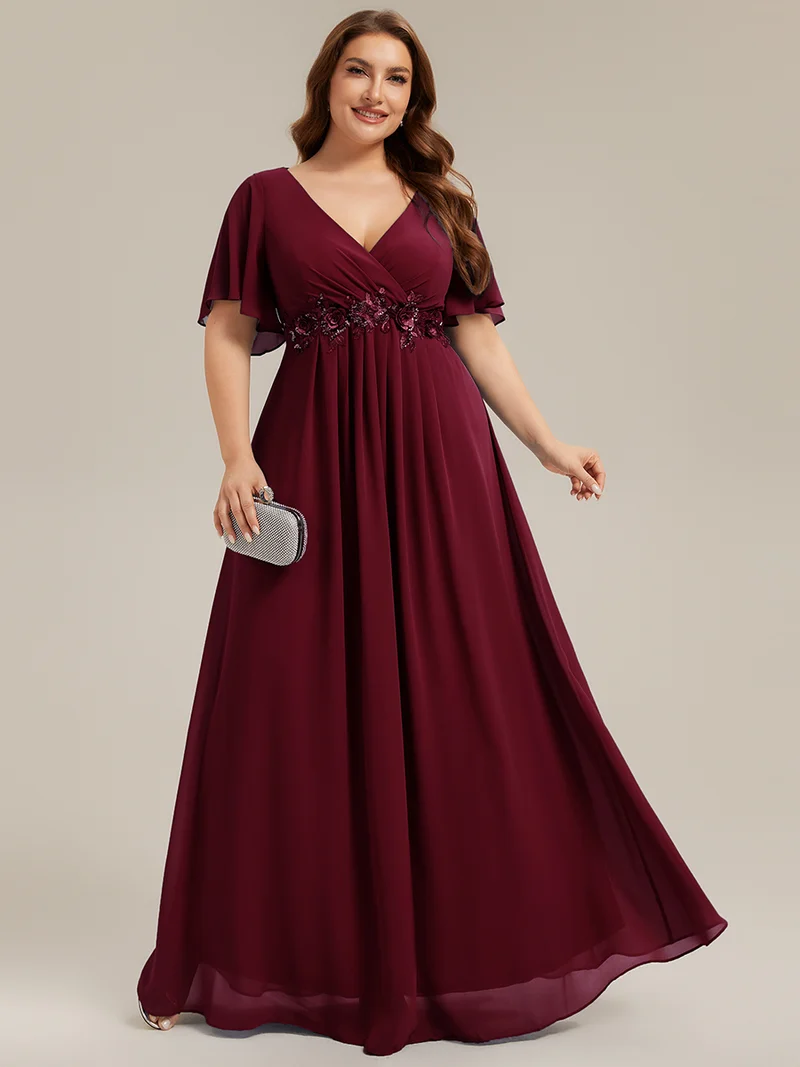ever IVYROSE|Robe de soirée élégante en mousseline de soie avec manches flottantes
