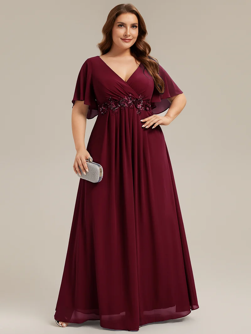 ever IVYROSE|Robe de soirée élégante en mousseline de soie avec manches flottantes