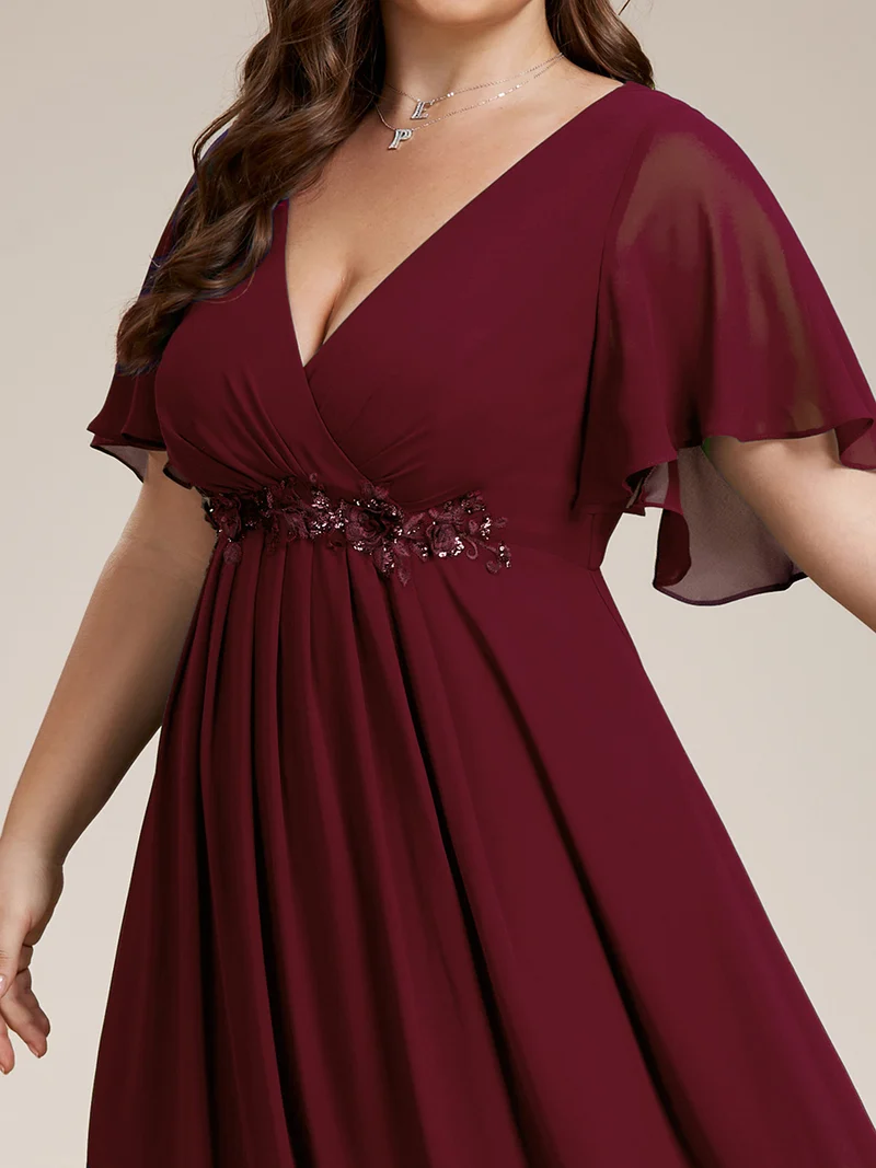 ever IVYROSE|Robe de soirée élégante en mousseline de soie avec manches flottantes