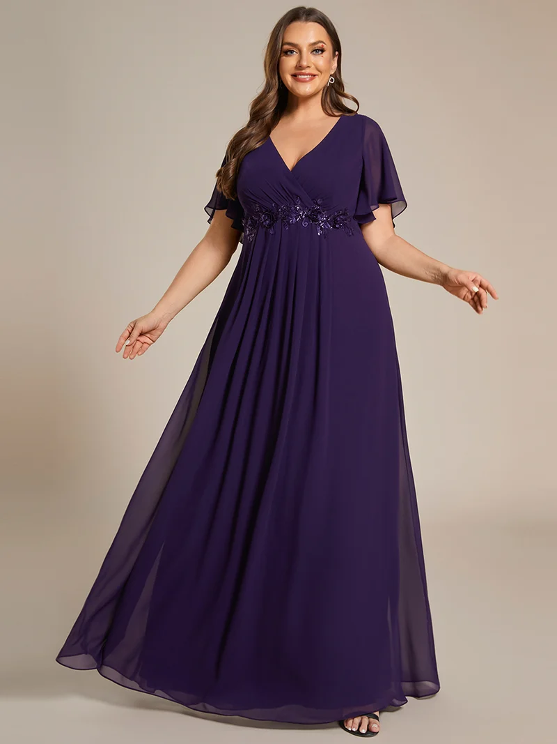 ever IVYROSE|Robe de soirée élégante en mousseline de soie avec manches flottantes
