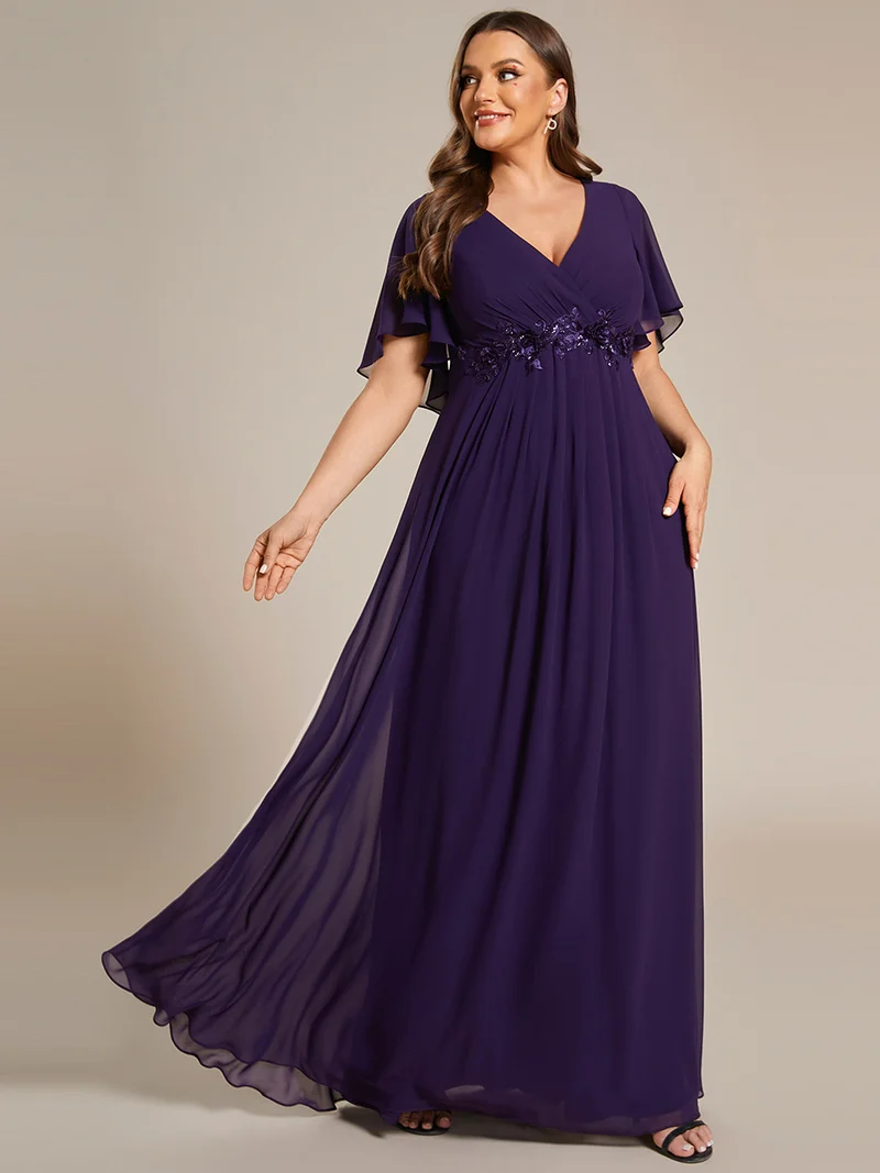 ever IVYROSE|Robe de soirée élégante en mousseline de soie avec manches flottantes