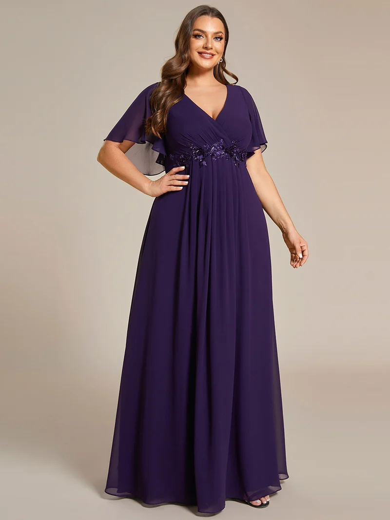 ever IVYROSE|Robe de soirée élégante en mousseline de soie avec manches flottantes