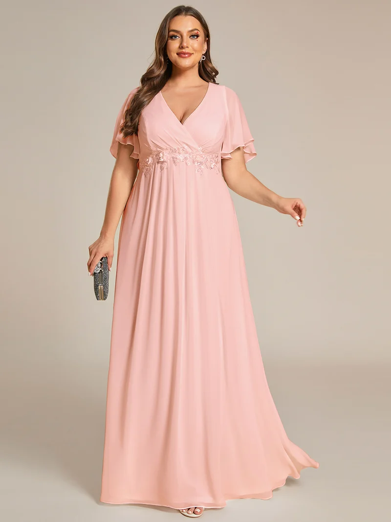 ever IVYROSE|Robe de soirée élégante en mousseline de soie avec manches flottantes