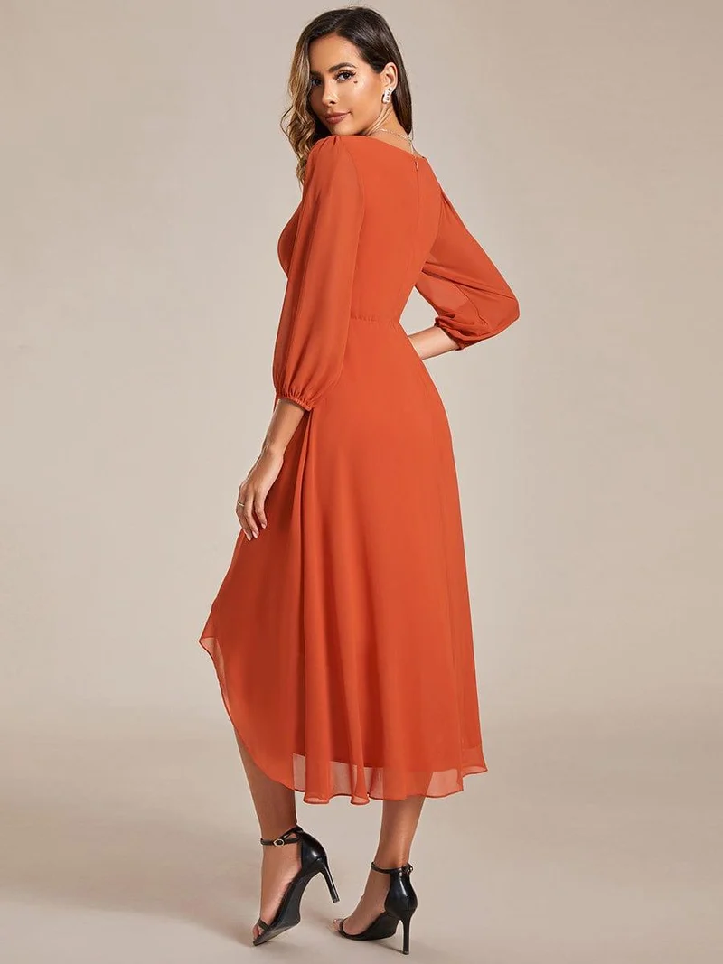 ever BRIAR|Robe invitée mariage midi en mousseline coupe portefeuille à manches longues
