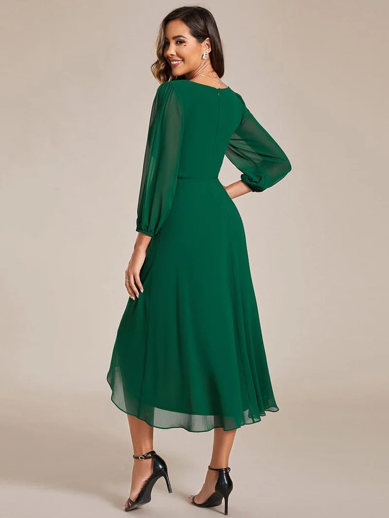 ever BRIAR|Robe invitée mariage midi en mousseline coupe portefeuille à manches longues