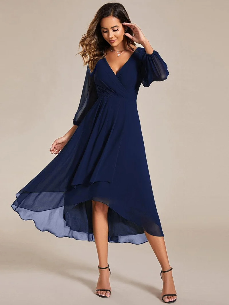 ever BRIAR|Robe invitée mariage midi en mousseline coupe portefeuille à manches longues