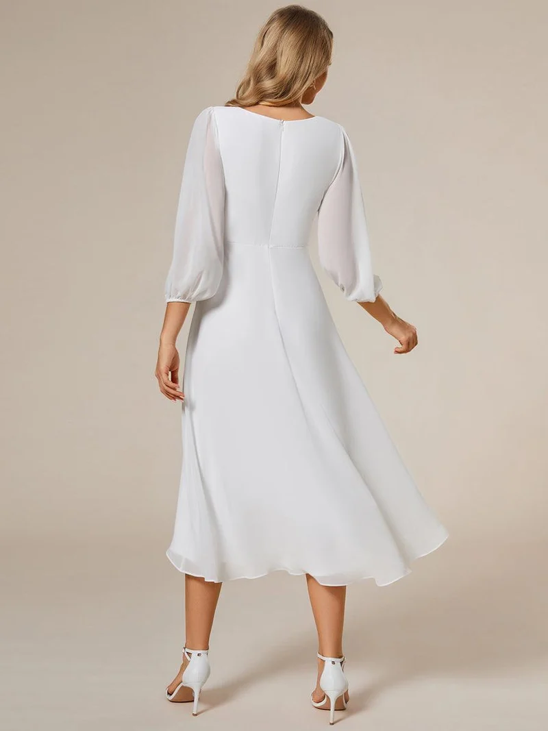 ever BRIAR|Robe invitée mariage midi en mousseline coupe portefeuille à manches longues