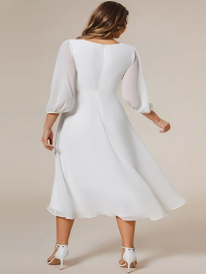 ever BRIAR|Robe invitée mariage midi en mousseline coupe portefeuille à manches longues