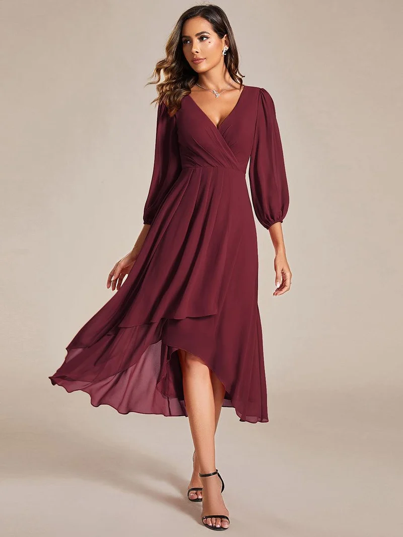ever BRIAR|Robe invitée mariage midi en mousseline coupe portefeuille à manches longues