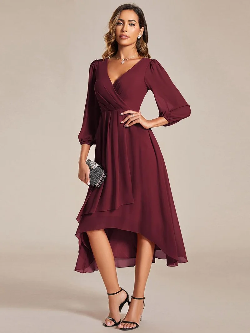 ever BRIAR|Robe invitée mariage midi en mousseline coupe portefeuille à manches longues