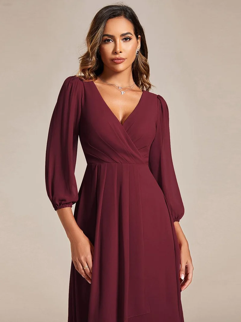 ever BRIAR|Robe invitée mariage midi en mousseline coupe portefeuille à manches longues